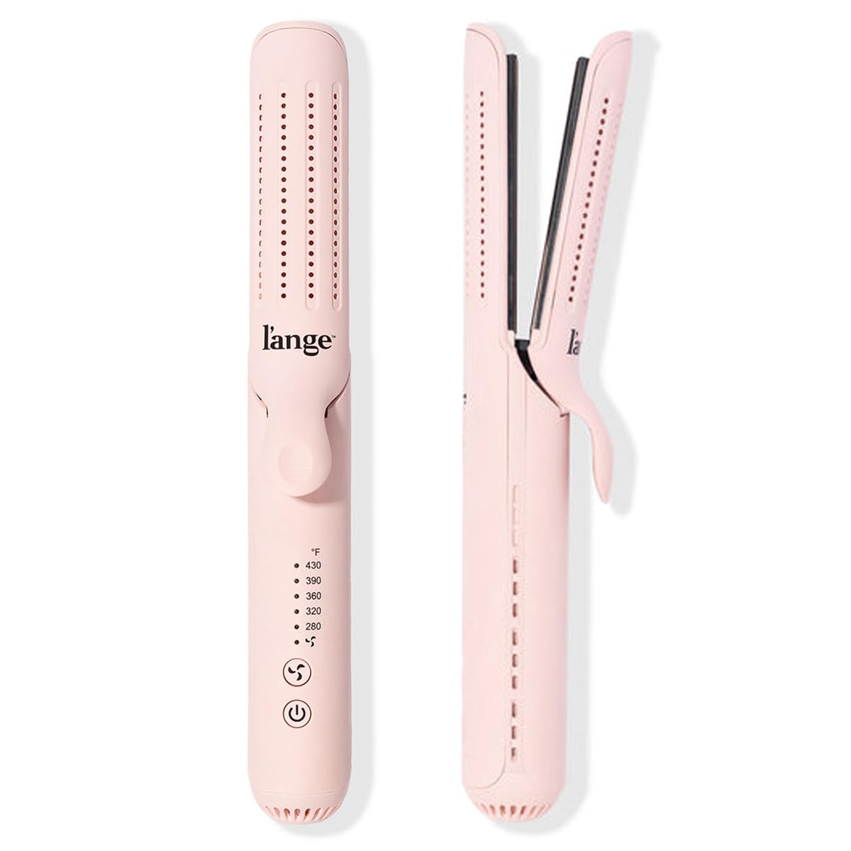 L'ANGE HAIR Le Duo Grande 360° Airflow Styler | 2-in-1 Curling Wand & Titanium Flat Iron Professional Hair Straightener and Curler with Cooling Air Vents to Lock in Style | Adjustable Temp (Blush)