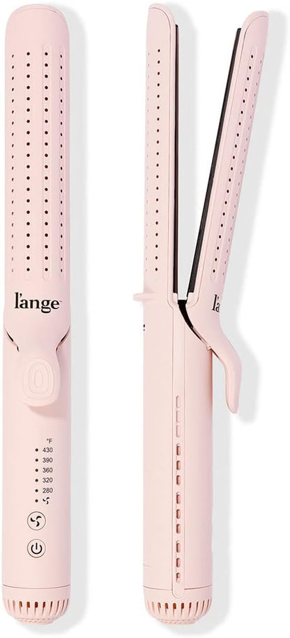 L'ANGE HAIR Le Duo Grande 360° Airflow Styler | 2-in-1 Curling Wand & Titanium Flat Iron Professional Hair Straightener and Curler with Cooling Air Vents to Lock in Style | Adjustable Temp (Blush)