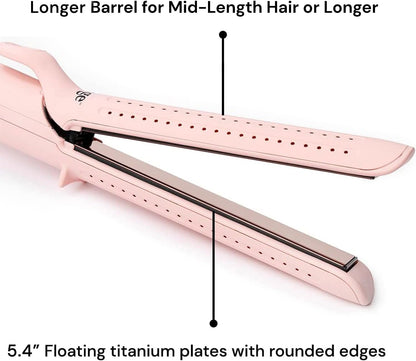 L'ANGE HAIR Le Duo Grande 360° Airflow Styler | 2-in-1 Curling Wand & Titanium Flat Iron Professional Hair Straightener and Curler with Cooling Air Vents to Lock in Style | Adjustable Temp (Blush)