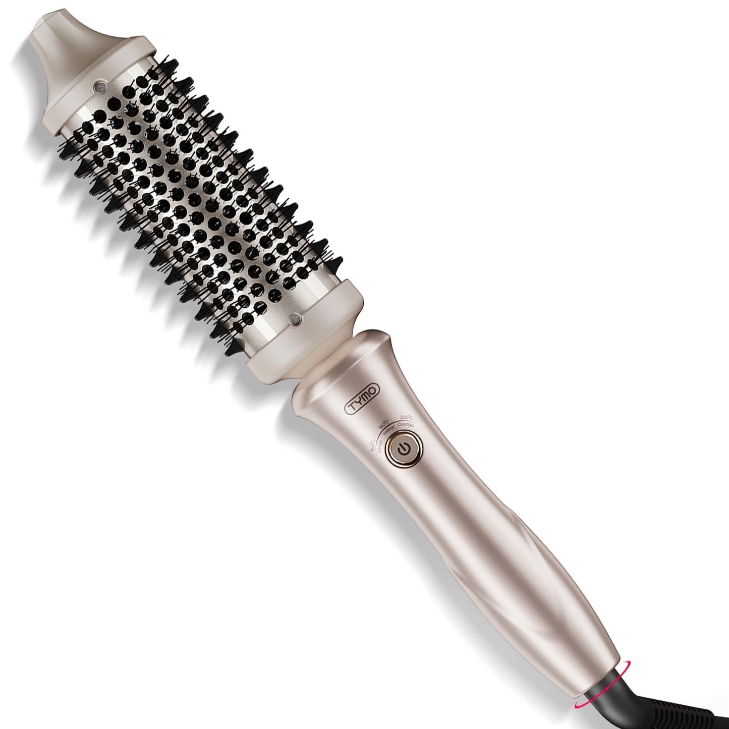 TYMO Thermal Brush Heated Round Brush - STYLUX Blowout Volumizer with Flexi-Fit Tech for Hair Straightening, Curling Styler Tool, Hair Straightener and Curler 2 in 1, Dual Voltage, Quick & Easy, Pink