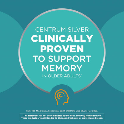 Centrum Minis Silver Multivitamin for Men 50 Plus, Multivitamin/Multimineral Supplement, Vitamin D3, B-Vitamins and Zinc, Non-GMO Ingredients, Supports Memory and Cognition in Older Adults - 280 Ct