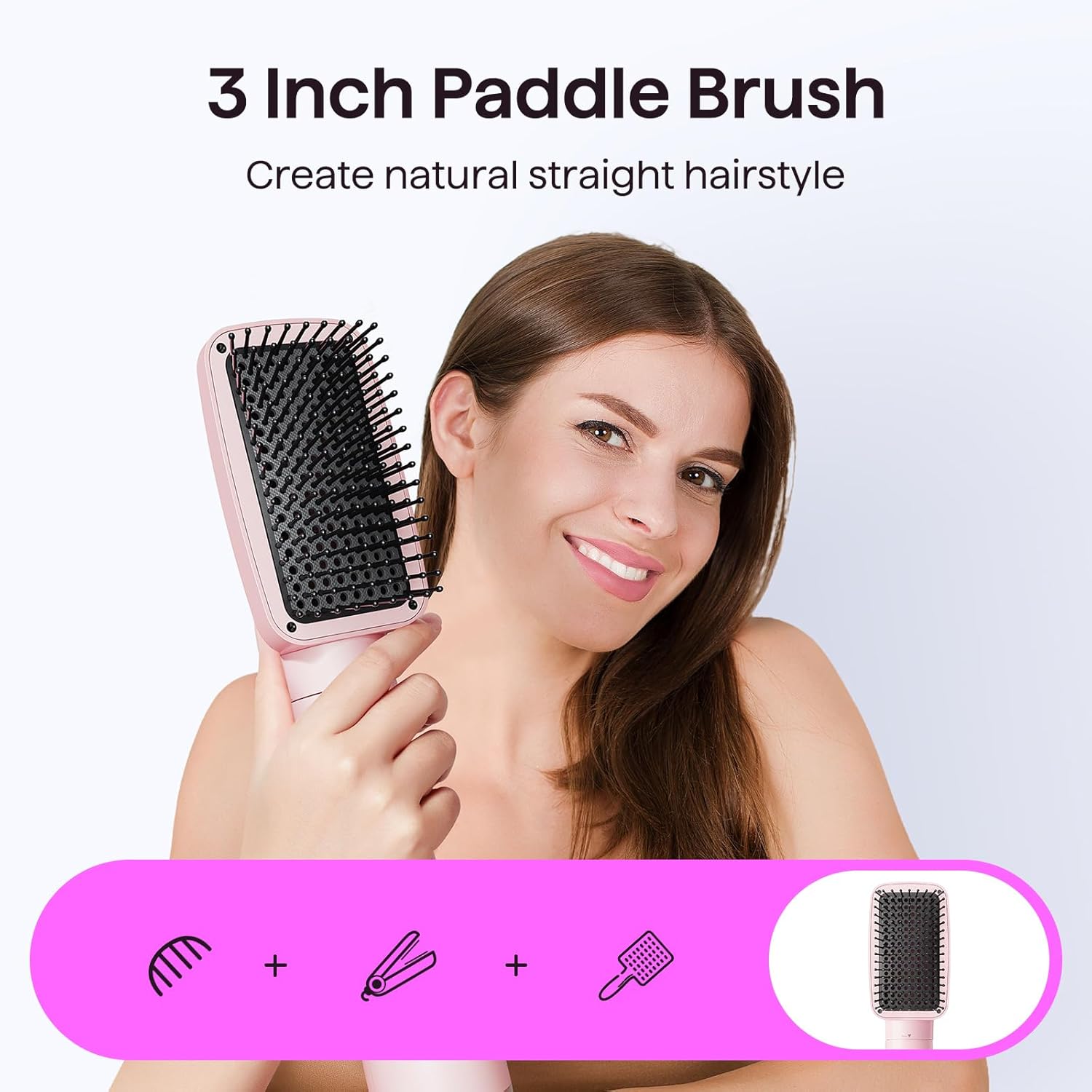 Wavytalk Hair Dryer Brush Set, 5-in-1 Blow Dryer Brush with Oval Blowout Brush, Blowout Thermal Brush, Paddle Brush, Concentrator and Diffuser for Fast Drying and Styling in One Step, Pink