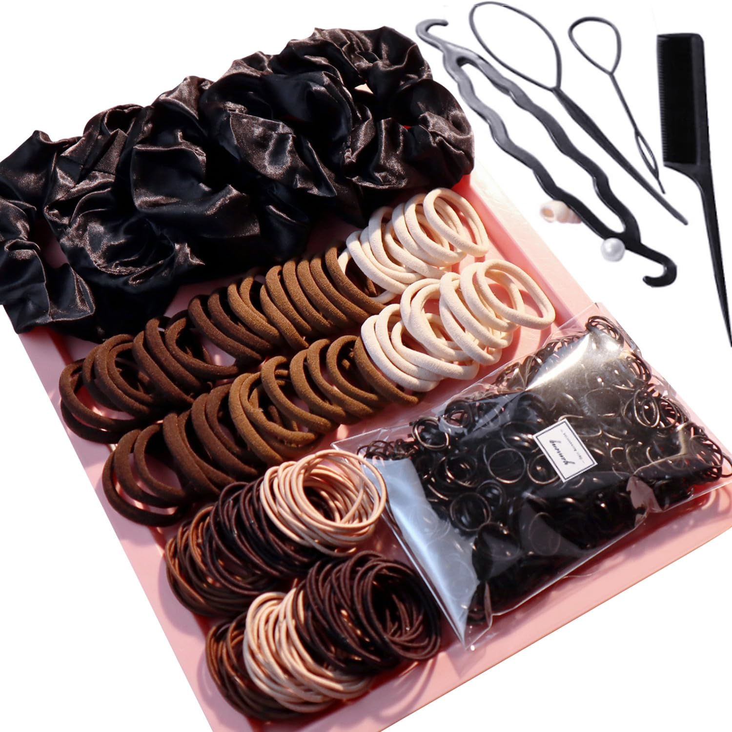 YANRONG 755PCS Hair Accessories for Woman Set Seamless Ponytail Holders Variety Hair Scrunchies Hair Bands Scrunchy Hair Ties For Thick and Curly (Mix)