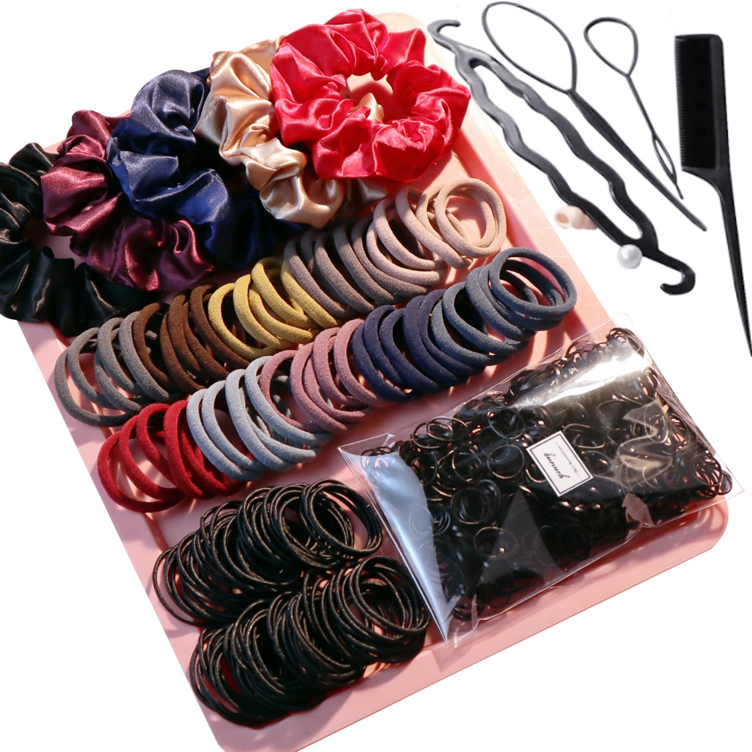 YANRONG 755PCS Hair Accessories for Woman Set Seamless Ponytail Holders Variety Hair Scrunchies Hair Bands Scrunchy Hair Ties For Thick and Curly (Mix)