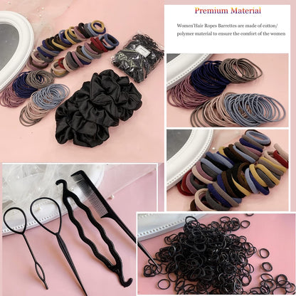 YANRONG 755PCS Hair Accessories for Woman Set Seamless Ponytail Holders Variety Hair Scrunchies Hair Bands Scrunchy Hair Ties For Thick and Curly (Mix)